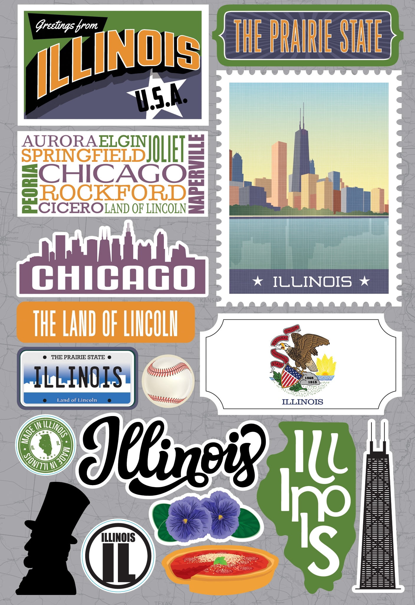 Reminisce Jet Setters 3D Scrapbook Stickers - California Travel Theme, Self-Adhesive, Acid-Free