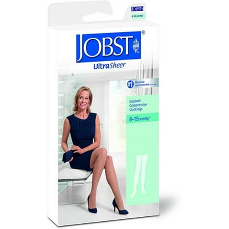 Jobst Classic Stockings - JOBST Ultra Sheer 8-15mmHg Support Compression Stockings Thigh High, Black, Medium, 1 Pair
