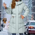 thumbnail image 2 of Breezora Women's Casual Longline Padded Coat Mid Waist Thick Thermal Cotton Blend European Style Winter Jacket XXL Size Green, 2 of 9