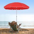 thumbnail image 2 of Outsunny Parasol de Plage Arqué 6,4 Pi avec Mât en Aluminium, Design Pointu, Inclinaison Réglable, Sac de Transport pour Patio Extérieur, Rouge, 2 of 10