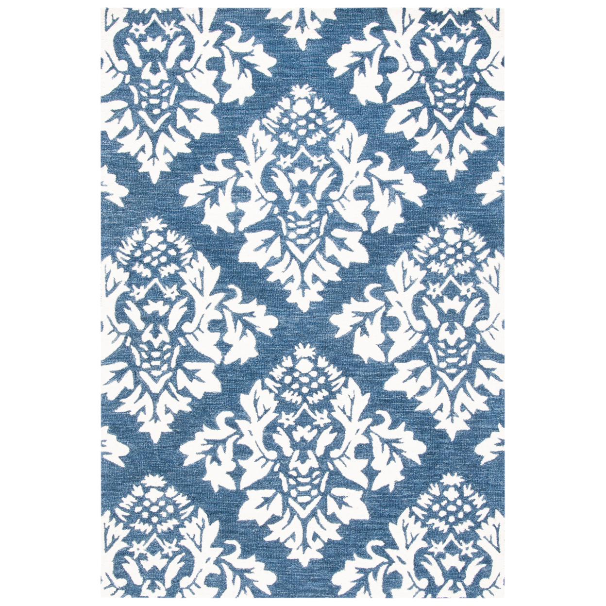 SAFAVIEH Micro-Loop Meridith Floral Trellis Wool Runner Rug, Blue/Ivory, 2'3" x 7'