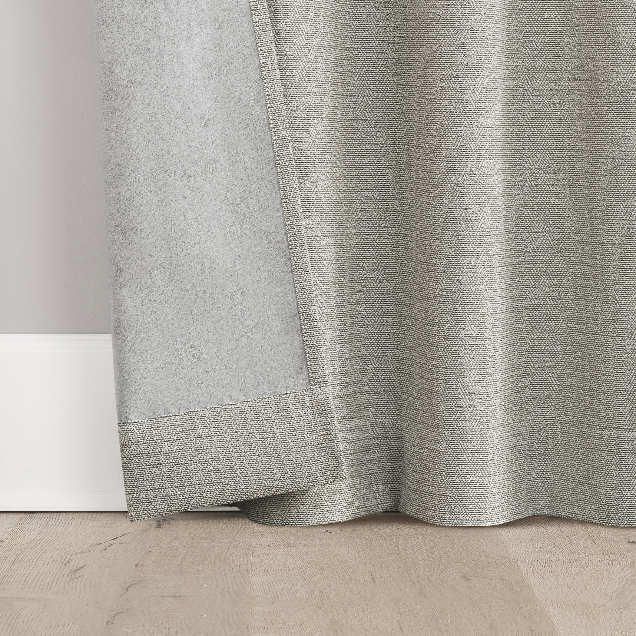 Sun Zero Prescott 2-pack Herringbone Magnetic Closure 100% Blackout Rod Pocket Curtain Panel Pair, 37"W x 84"L, Pearl
