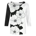 thumbnail image 5 of BSDJILFG 3/4 Sleeve Tops for Women Black and White Floral Blouse Loose Fit Crew Neck Pullover Tunic Shirts, 5 of 5