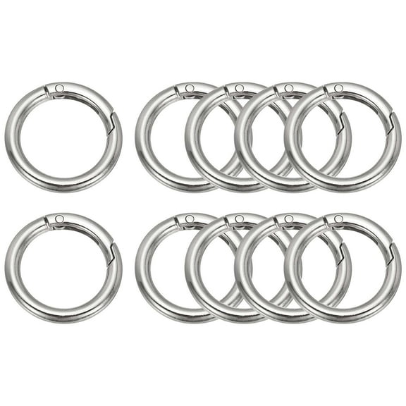 Uxcell Metal Spring O Rings 1", 10 Pack Zinc Alloy Round Snap Clip Keyring Buckle for DIY Crafts, Silver