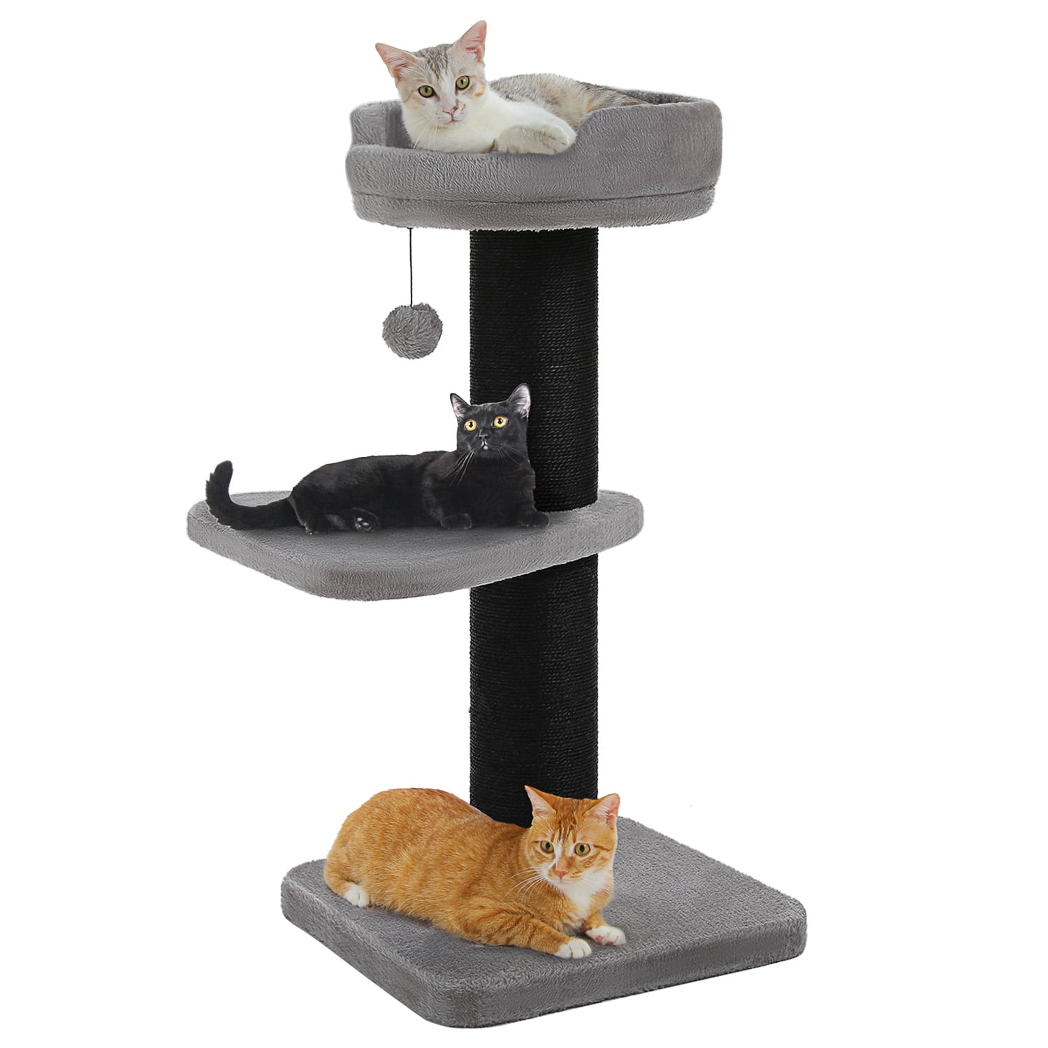 PEQULTI 36" Large Cat Scratching Post Tall Cat Scratcher for Indoor Pet  with Flower Perch Gray