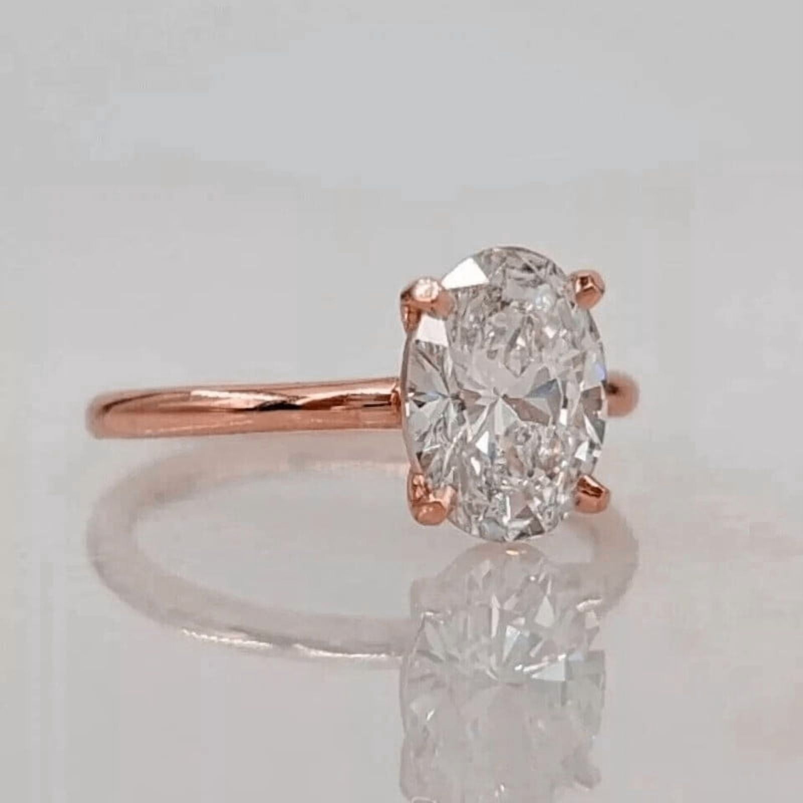 solitaire jewels 2.5CT Oval Moissanite Solitaire Engagement Ring For Women, 14K Rose Gold