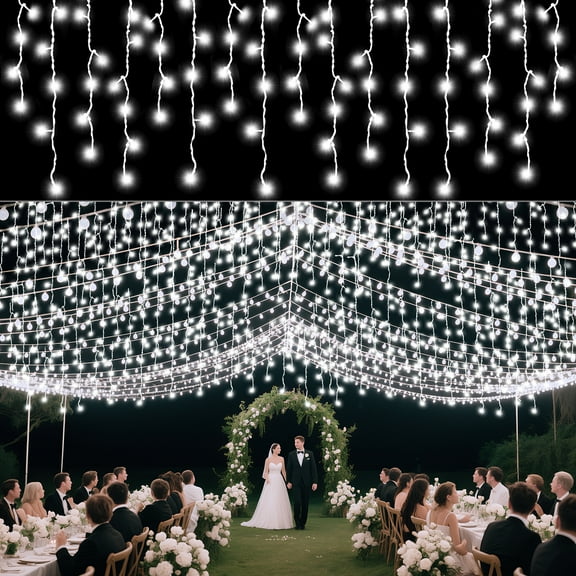 62FT 720 LED Christmas Outdoor Icicle Lights,8 Modes,IP54 Waterproof,With Timer & Memory Fuction,Connectable,360° Glow,Plug In Twinkle Curtain String Lights For Xmas,Holiday,Wedding