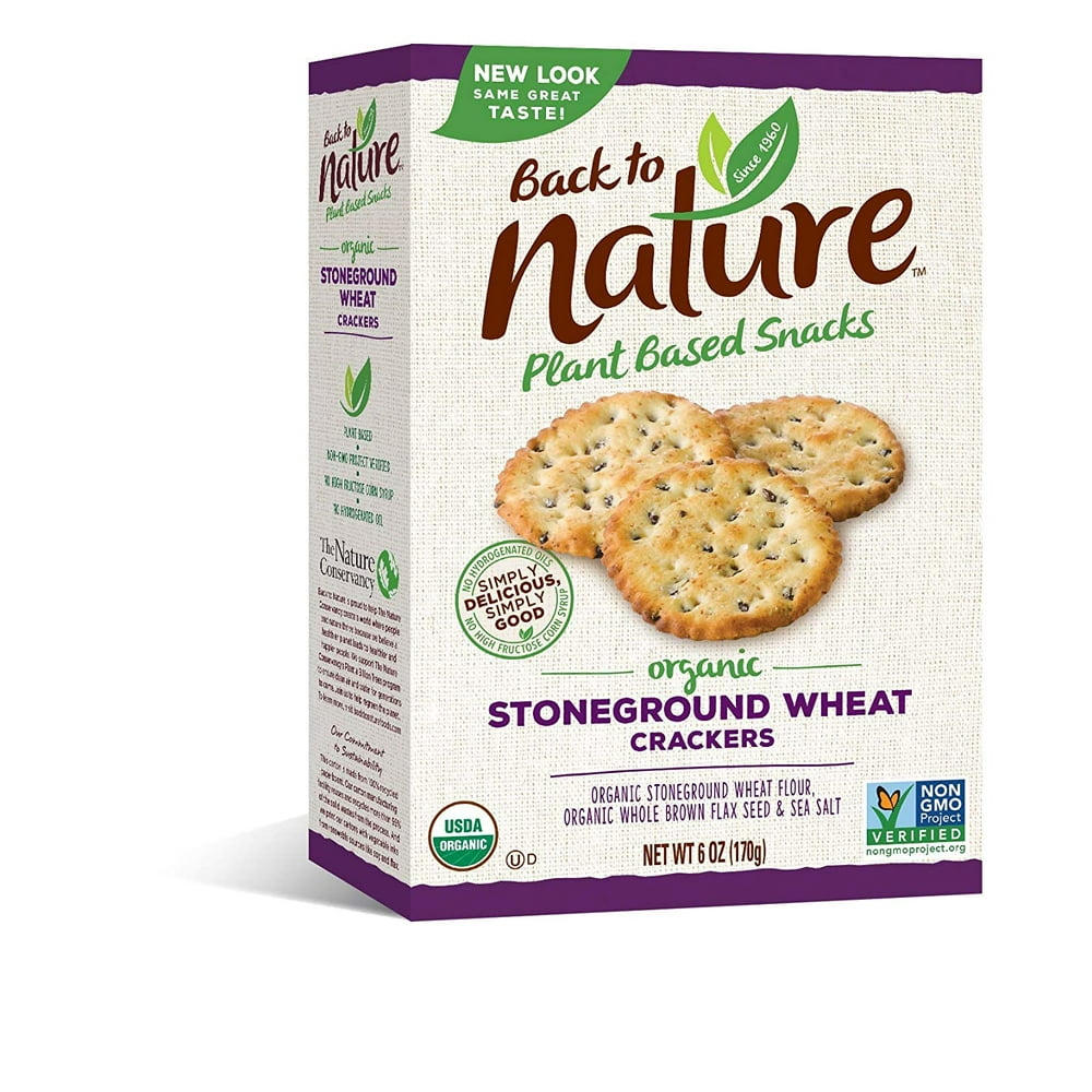 Back to Nature Crackers, Organic Stoneground Wheat, 6 Ounce (Packaging