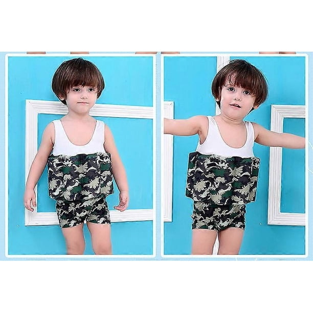 Baby Floating Wetsuit One Piece Swimsuit with Adjustable Floats Summer Suit for Swimming Beginner Boys Girls Age 1-6 Years, M-110CM