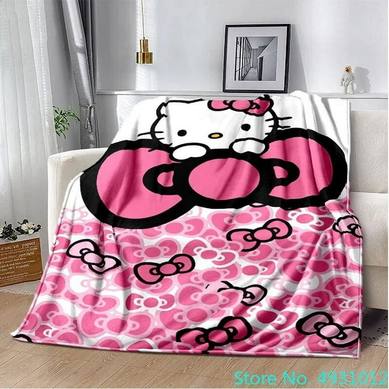 Hot Anime Hello Kitty Pink 3D Blanket Throw for Bed Sofa Fleece Nap Blankets Boys Girls Children Kids Christmas Gift Gift Walmart