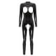 thumbnail image 3 of Mono de charol con abertura en la entrepierna para mujer, mono de charol con cremallera y cuello levantado, Catsuit sin entrepierna, aspecto húmedo, mono de látex de manga larga, 3 of 5