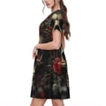 thumbnail image 2 of Lsque Classical Rose Crown Skull Print Women's Casual Dress T-Shirt Summer Short Sleeve Scoop Neck Swing Dresses, 2 of 6