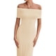 thumbnail image 5 of Vestido Maxi PRETTYGARDEN Escote Bardot Albaricoque Talla Grande, 5 of 8