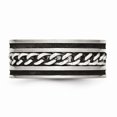 thumbnail image 4 of Stainless Steel 10mm Chain and Black-plated Brushed And Polished Band Ring - Size 9, 4 of 4