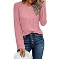 thumbnail image 2 of Fantaslook Textured Tops for Women Crew Neck Long Sleeve Shirts Fall Blouses Casual Basic Tee, 2 of 8