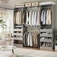 thumbnail image 7 of iSunirm 5FT Closet System with 2 Sets, 80" High Walk-in Closet Organizer System with 6 Wooden Drawers & 4 Hanging Rods, Fits 81 - 120'', Reversible Shelf Tower, for Bedroom, Closet, Gray, 7 of 7