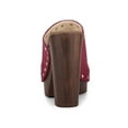 thumbnail image 2 of BLISSFUL STEP Women's Shoes Platform Chunky Heels Open Toe Rivet Faux Suede Slides Sandals Burgundy 5.5, 2 of 8