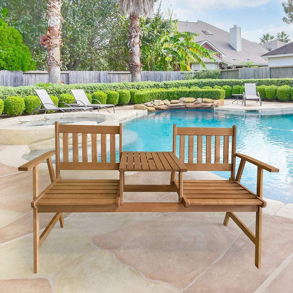 Eucalyptus Wood Outdoor Loveseat Bench with Table Nigeria Ubuy