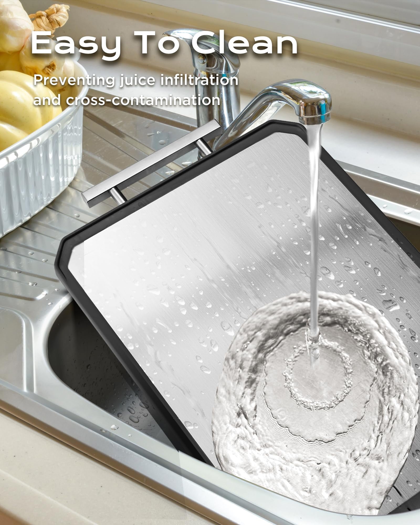 Stainless Steel Cutting Board,Double Sided Steel Cutting Board for kitchen,Stainless Steel/Wheat straw pp Large Cutting Board for meat,Dishwasher Safe,non toxic Chopping Board,16 * 11 Inch