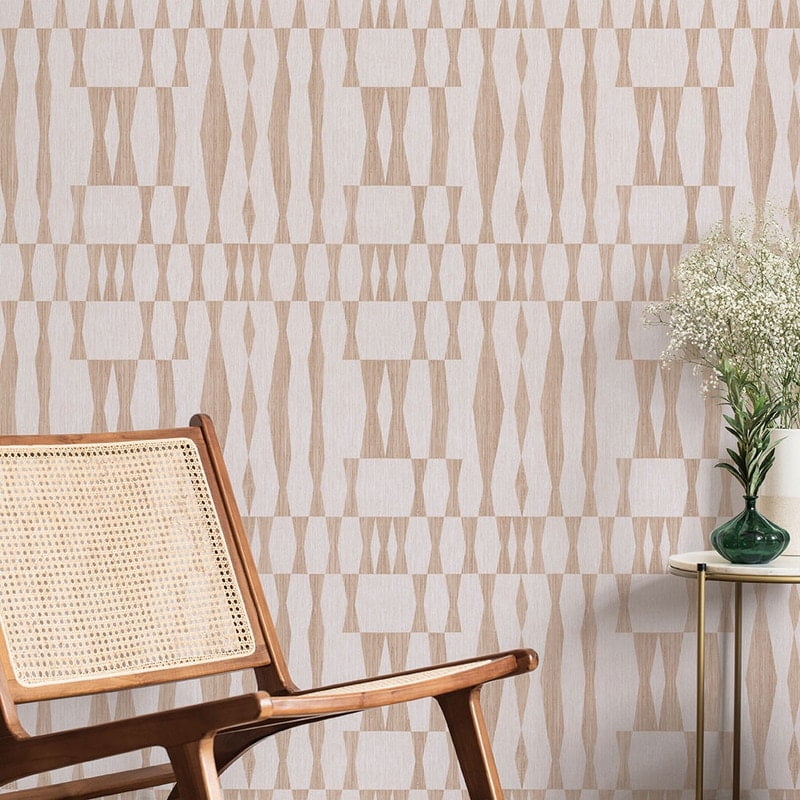 Tempaper Textured Faux Grasscloth Geo Grey Peel and Stick Wallpaper, 20.5" x 16.5'