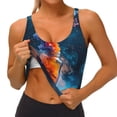 thumbnail image 3 of Balery Modern Art Red And Blue Colors Sujetadores deportivos con espalda cruzada para mujer, acolchados, sin costuras, de alto impacto, ideales para yoga, gimnasio, entrenamiento y fitness.-Medium, 3 of 8