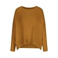 thumbnail image 3 of PEONAVET Chandail à Col Rond pour Femmes Mode Féminine Décontractée Ample Grande Taille Manches Longues Chandail Tricoté Chandail à Col Rond, 3 of 5