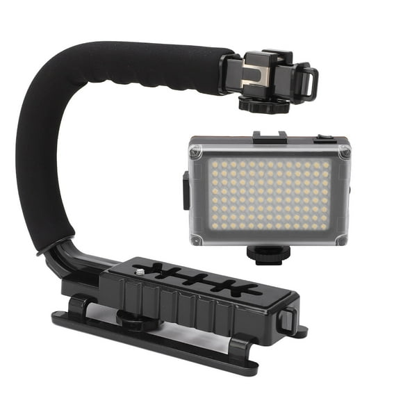 Video Stabilizer Grip, DV Bracket Stabilizer Kit ABS Stable 96 High Brightness LED  for Micro Movies for Video Recording