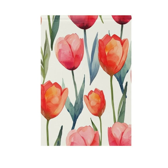 Garden Flag 12"x18" Watercolor Tulip Flower Double-Sided Yard Flags for Outside Outdoor All Seasonal Decoration