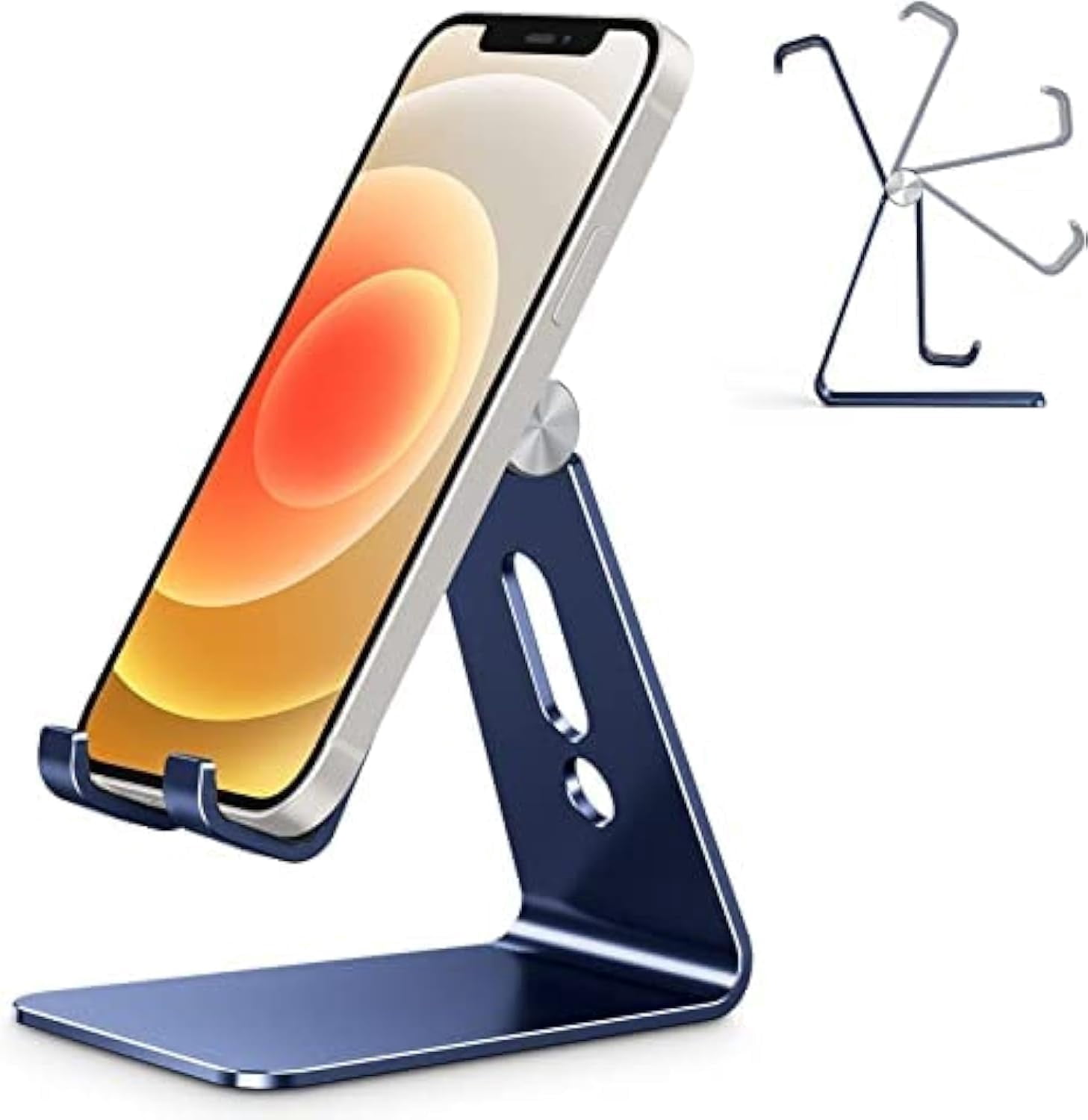 LXYWXS-Adjustable Cell Phone Stand, C2 Aluminum Desktop Phone Holder Dock Compatible with iPhone 15 14 13 Xs XR 8 Plus 7 6, Samsung Galaxy, Google Pixel, Android Phones, Navy Blue