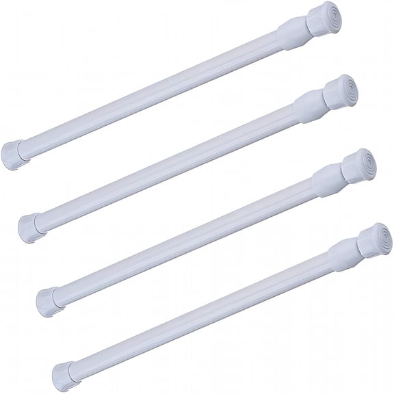 LAMIRO 4Pack Tension Curtain Rod Cupboard Bars Extendable 21.6-35.4" White Spring Tension Rods