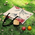 thumbnail image 5 of Elegant Floral Pattern Red Cream Design Picnic Blanket Waterproof Outdoor Beach Blanket Hand-held Pad Suitable for Travel, Camping, Beach, Family Gatherings, 5 of 7