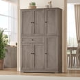 thumbnail image 5 of Homfa Kitchen Pantry Storage Cabinet, 68" Food Pantry Cabinet with Drawer and Door Shelf, 6 Door Freestanding Cupboard Buffet for Dining Room, Wash Gray, 5 of 7
