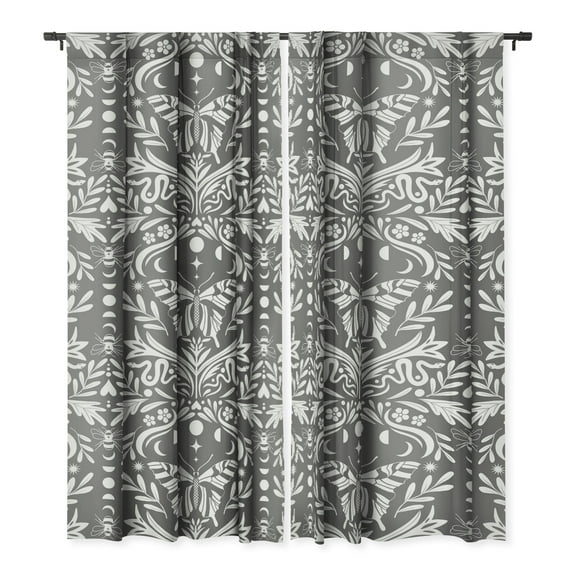 Society6 Emanuela Carratoni Ultimate Gray Damask Single Panel Room Darkening Window Curtain 50" x 84"