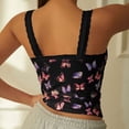 thumbnail image 6 of WEIWEN Womens Tank Tops with Built in Bras Slim Fitted Butterfly Printed Lace Spaghetti Strap Tank Top for Women Sleeveless Athletic Padded Cropped Tops Black, L, 6 of 7