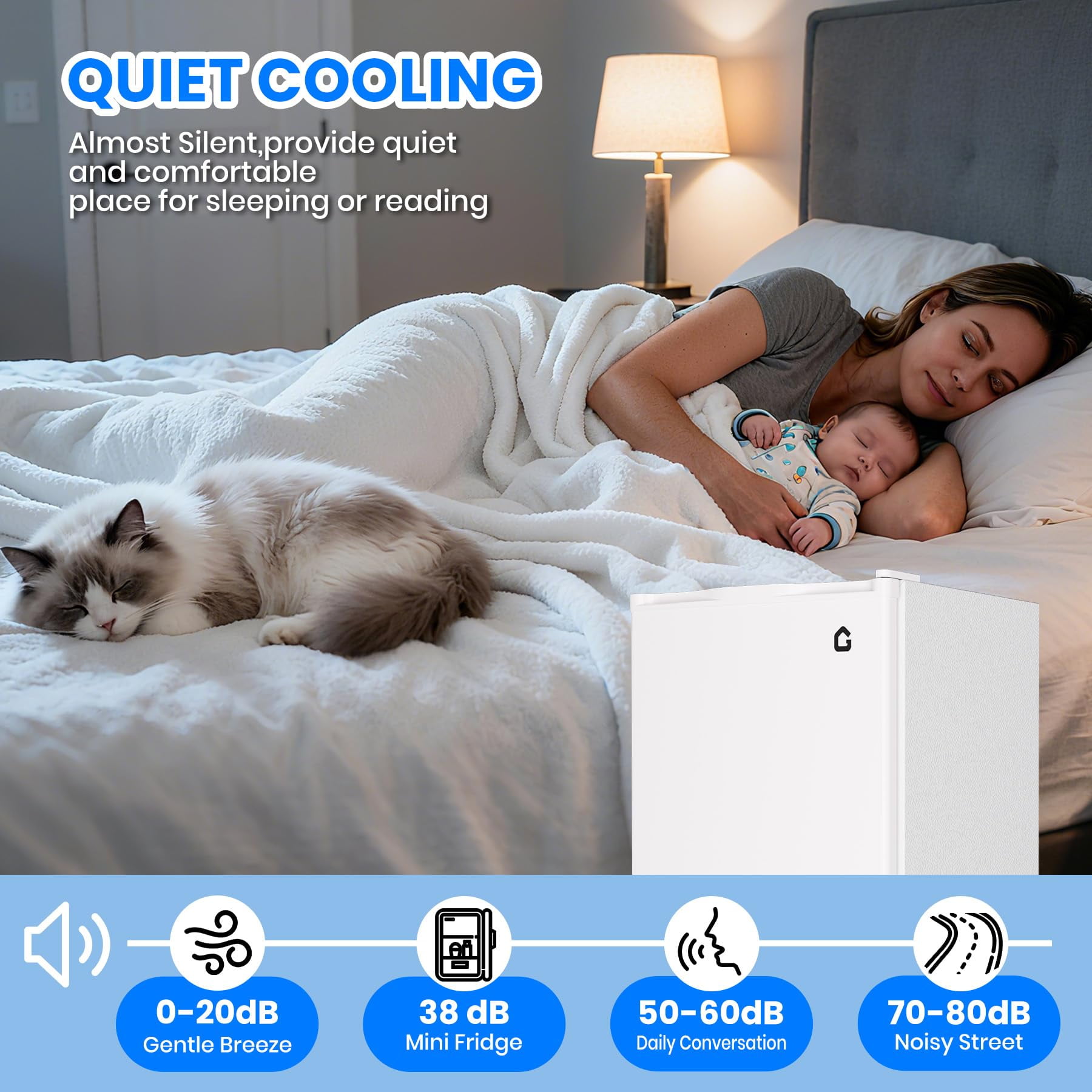 M optimized 4.5 Cu.Ft Mini Fridge with Freezer,127L Compact Refrigerator, Small Refrigerator for Bedroom, Dorm, Office, Apartment, Quiet Freezer