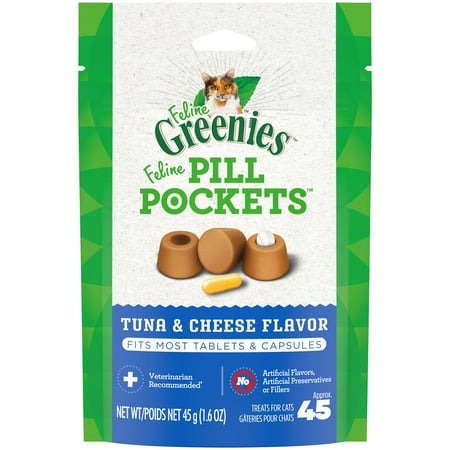 UPC: 0642863109423 | FELINE GREENIES PILL POCKETS Tuna & Cheese Pill Maskers for Cats  1.6 oz. Pack (45 Treats)