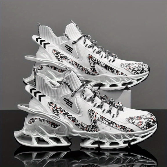 Men's Blade Running Sneakers - Non-Slip Outdoor Shoes with Breathable Mesh Upper, Flexible Sole & Cushioned Insole | Lace-Up Athletic Sneakers Suitable for Gym,, Walking, Gymnastics - Year