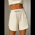 thumbnail image 4 of Pantalones Cortos Deportivos con Cordón para Mujer, de Cintura Alta, para Hacer Ejercicio en Verano, con Bolsillos. Cremoso M, 4 of 7