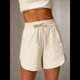 thumbnail image 4 of Pantalones Cortos Deportivos con Cordón para Mujer, de Cintura Alta, para Hacer Ejercicio en Verano, con Bolsillos. Cremoso M, 4 of 7