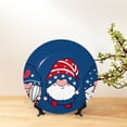 thumbnail image 6 of Bingfone Three Gnome Independence Day Print Bone China Dinner Decorative Plates,Handmade Ceramic Dinner Plate with Stand for Home Club-6in, 6 of 6