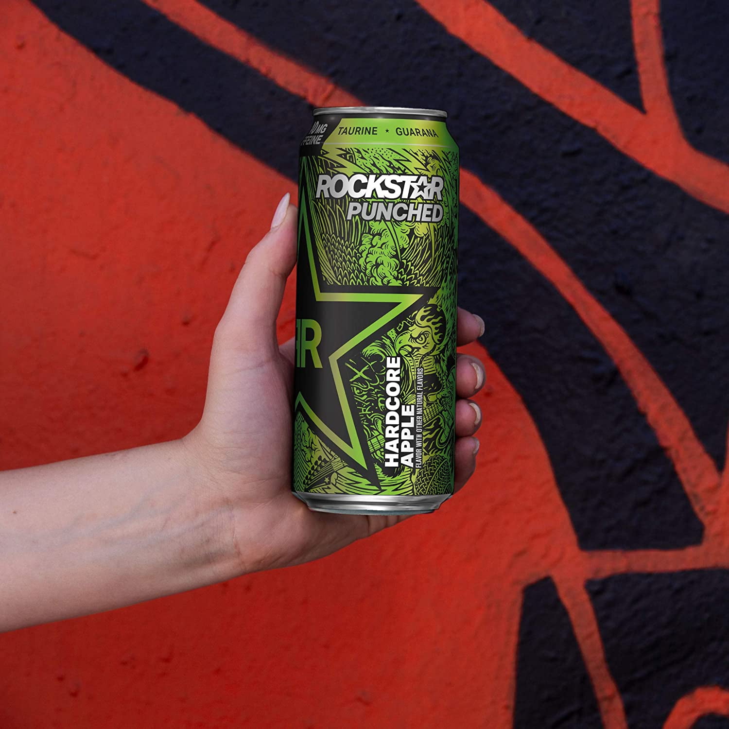 Rockstar Punched Energy Drink Hardcore Apple Flavor, 16 fl oz Can