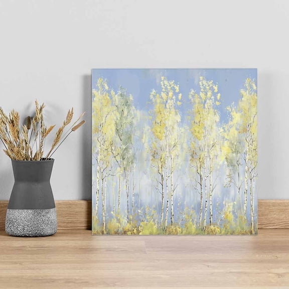 Yellow Blue Vintage Wall Art Painting on Canvas, Modern Abstract Art Oil Paiting Canvas Art Home Prints Wall Art Framed Modern Artwork for Living Room Bedroom Wall Decor 8x8in