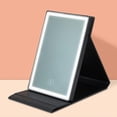 thumbnail image 1 of PU Leather Folding Makeup Mirror,LED Lights Vanity Mirror with Touch Screen,Tabletop Makeup Mirror,Travel Cosmetic Mirror,Portable Illuminated Mirror, 1 of 4