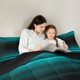 thumbnail image 4 of jejeloiu Vintage Striped Print 7-Piece Twin Bedding Sets,Abstract Geometric Pattern Bedding Comforter Set,Cyan Black Sheet Sets For Adult,Breathable Home Decor Reversible, 4 of 8