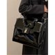 thumbnail image 2 of Bolso de mano de lujo para mujer, de piel sintética suave lacada, de gran capacidad, portátil, informal, versátil, tipo mensajero para estudiantes, 2 of 4