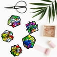 thumbnail image 4 of 24 Pcs Plants Stained Glass Effect Paper Suncatchers Leaves Flowers Window Clings Boho Style DIY Kit Stained Suncatchers Kits for Windows Arts Crafts Decor Glass Indoor Window Door Decals DIY, 4 of 7