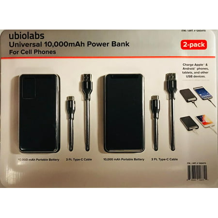 2 Pack, Ubiolabs 10000mAh POWER BANK, HIGH SPEED CHARGING, SLIM, New with