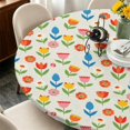 thumbnail image 4 of Pioneer Flower Floral Print Pattern Round Fitted Tablecloth with Elastic Edge, Waterproof Dining Table Cover for Indoor Outdoor Camping and Daily Use, 4 of 6