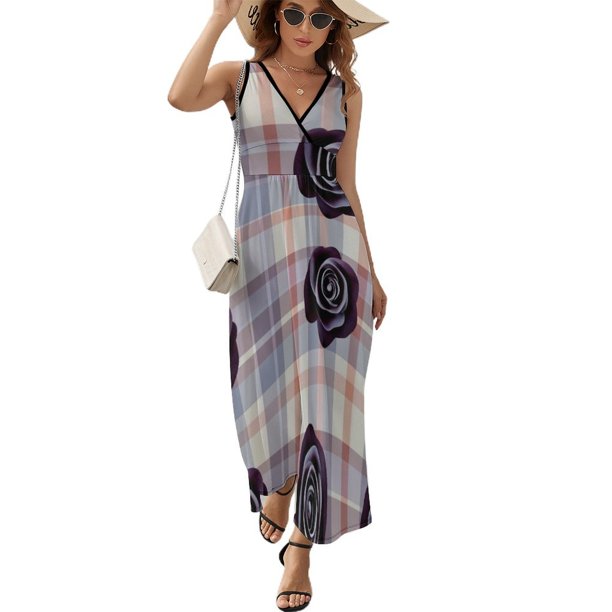 Vestido De Noche De Lujo Sin Mangas Para Mujer, Geometric Grid Vestido De Fiesta