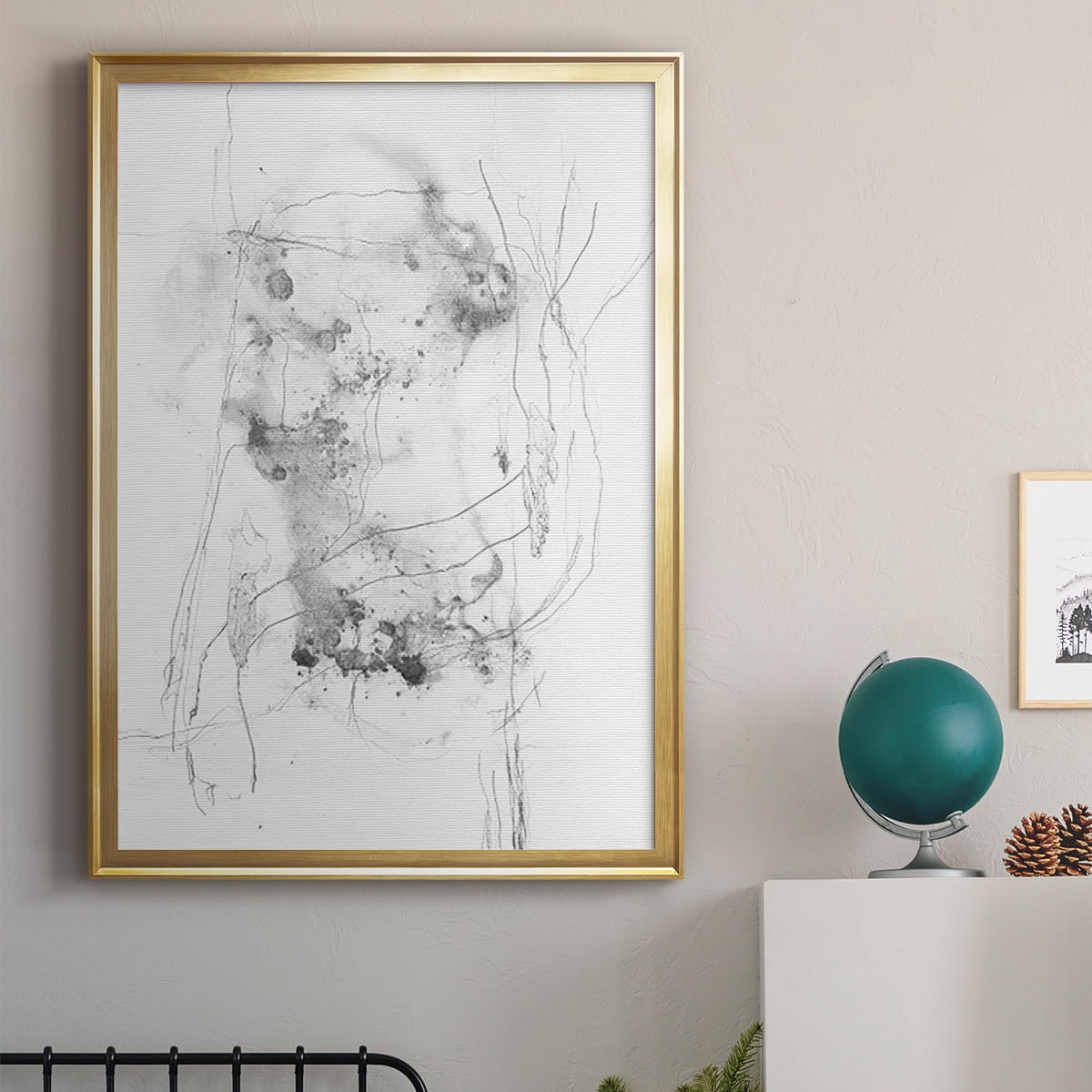 Graphite Abstract IV Premium Framed Print, in Gold, Black, or Silver - Ready to Hang